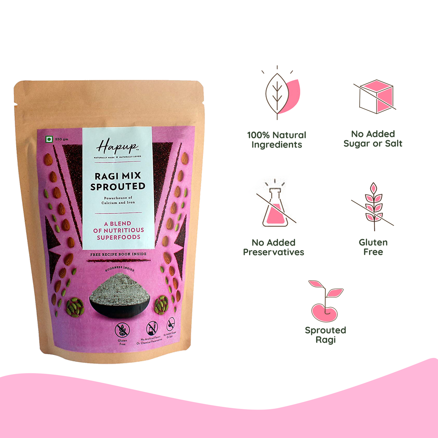 Hapup 250gm Super Combo (Ragi Mix Sprouted + Millet Mix) - Pack of 2