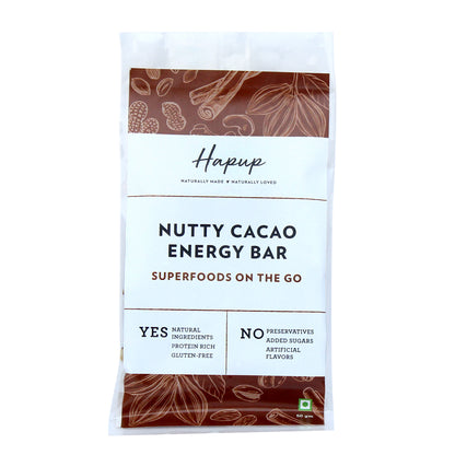 Hapup Nutty Cacao Energy Bar - Combo Pack of 8